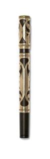 Group of 5 Waterman gold-filled overlay and filigree fountain pens: 0552 pansy panel * 0552 LEC pansy panel * 0552 vine * 10552½ LEC *